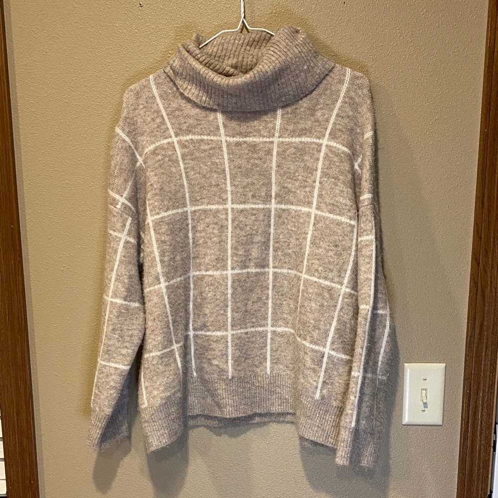 Cozy Turtleneck Plaid Sweater